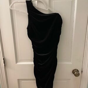 Amazon Black Asymmetrical Ruched One-Shoulder Cocktail Dress